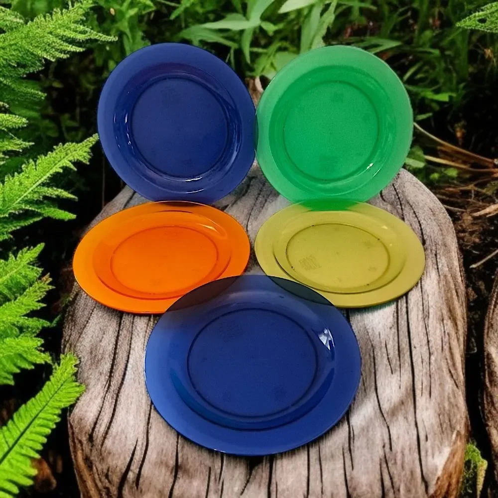 5 Ikea Hagberg & Hagberg Dinner Plates Sola Translucent Plastic Vintage Colorful